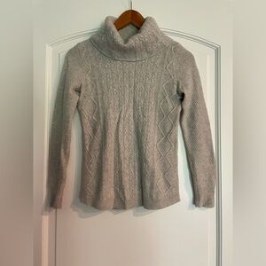 KENAR Beige Cashmere Cable-Knit Cowl Neck Pullover Sweater Women's S Long Sleeve